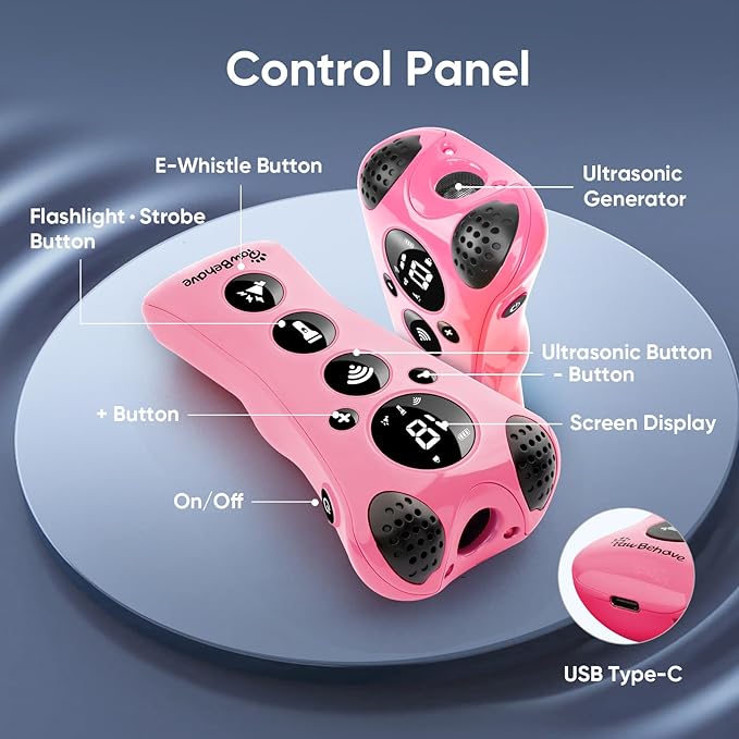 Ultrasonic Dog Bark Deterrent Device β10-Level Adjustable Anti Barking Trainer with Flashlight, Strobe, E-Clicker(18 Whistle Sounds)βNo Shock, Collar-Free Dog Behavior Correction Devices