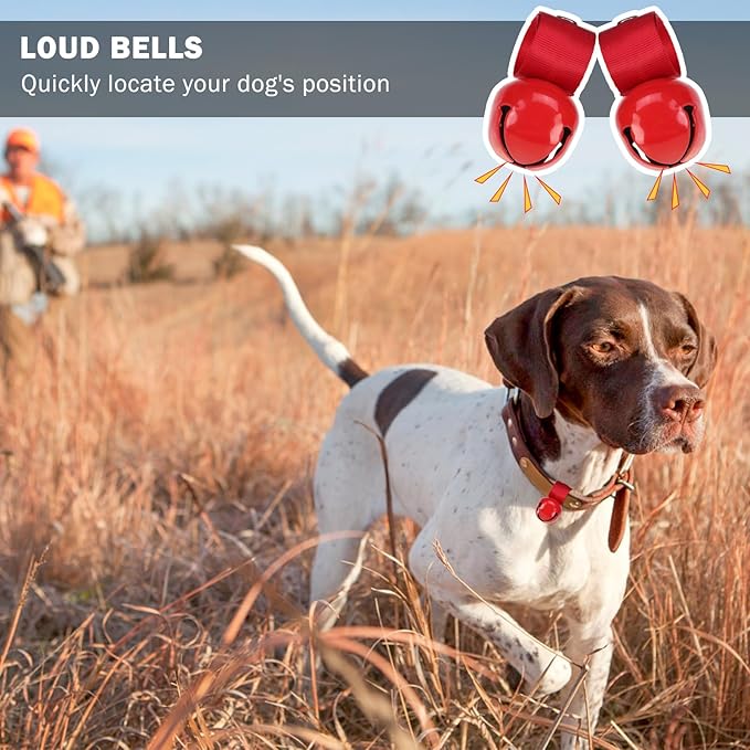 SCENEREAL Large Dog Collar Bell, 2 Pack Dog Bell for Collar, Noise Maker Extra Loud Anti-Theft Bell for Training, Hiking, Walking, Hunting, Pet Tracker, Save Birds & Wildlife, Red x 2, L