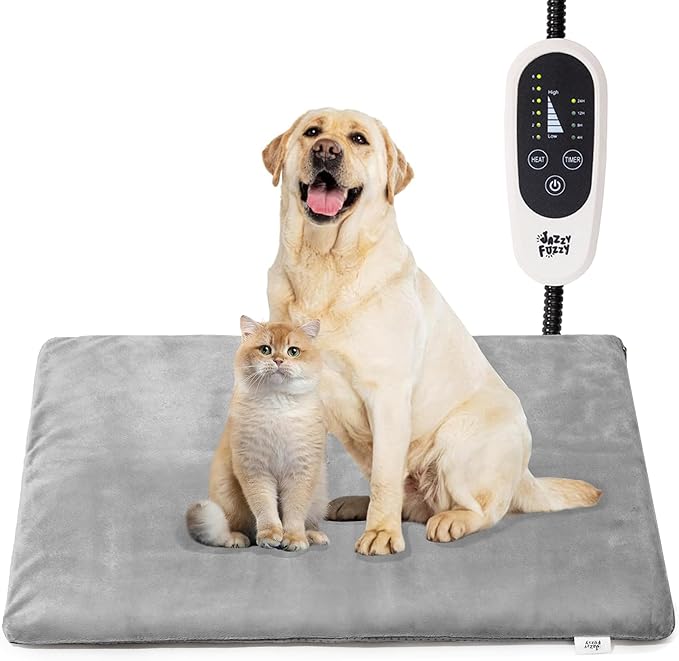 Pet Heating Pad, 6 Adjustable Temperature Indoor Heated Pad with Timer, for Cats and Dog with Chew Resistant Cord (L: 35" x 24")