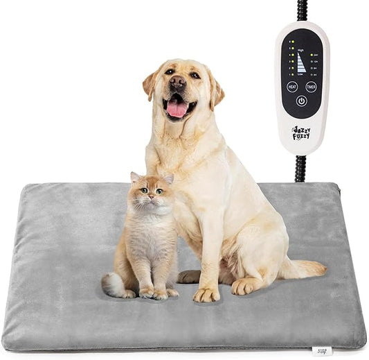 Pet Heating Pad, 6 Adjustable Temperature Indoor Heated Pad with Timer, for Cats and Dog with Chew Resistant Cord (L: 35" x 24")