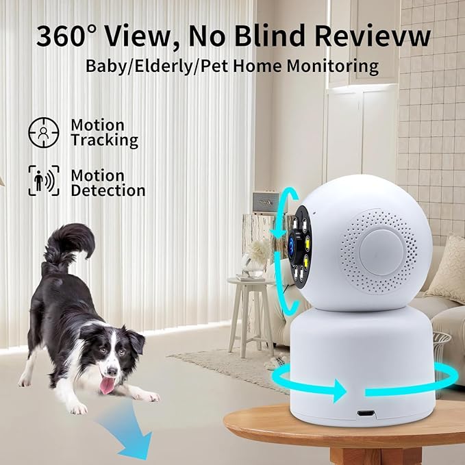 3K Dual-Band WiFi Indoor Camera, Baby Monitor with 24/7 Cloud Recording,AI Motion Tracking & 360° Auto Rotation,Color Night Vision,2-Way Audio,No Blind Spot