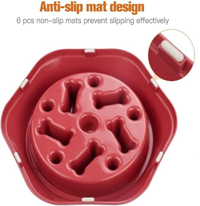 2 PCS Slow Feeder Dog Food Bowl – Bowl Designed to Slow Eating, Promotes Healthy Digestion and Prevents Bloat, Ideal for Cats and Dogs (SkyBlue-Pink)