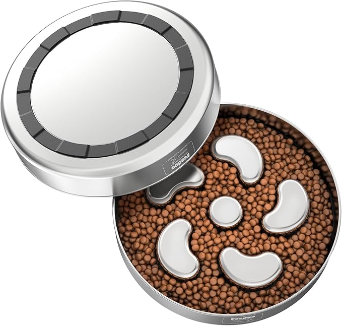 Slow Feeder Dog Bowl-2.5Cups for Large Breeds, Double Wall Food-Grade Stainless Steel, Heavy Duty with Non-Slip Rubber Base, Puzzle Maze Bowl to Slow Down Eating