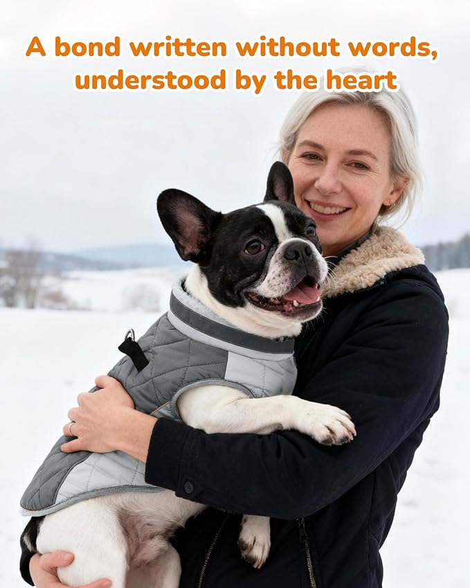 Dog Coat for Large Dogs, Adjustable Dog Jackets for Cold Weather, Reflective Winter Coat with Built-in Harness, Snowsuit Fits Dogs 22-47 lbs and Up, Size L Black