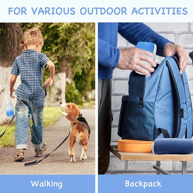 Outdoor Dog Water Bottle Portable,Food Grade Plastic Travel Water Bowl for Dogs,Dog Water Bowl Dispenser for Puppies Small Medium Large Dogs,Pet Accessories for Walking Hiking,Dog Gifts