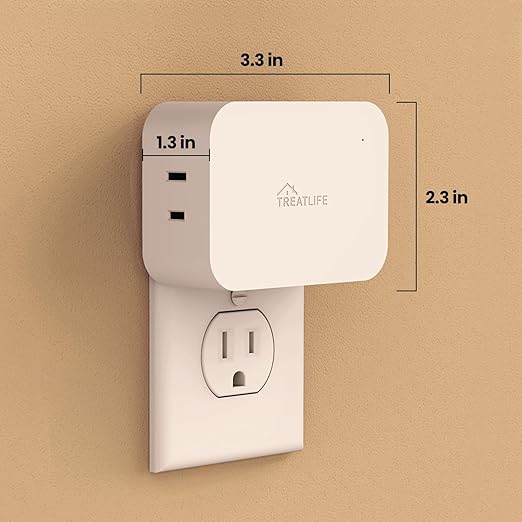 Alexa Smart Dimmer Plug, Treatlife Plug-in Lamp Dimmer Switch for Dimmable LED, CFL, Halogen and Incandescent Bulbs, Lamps, String Lights, Max Power 300W, Dual Outlets, 2.4GHz WiFi Only