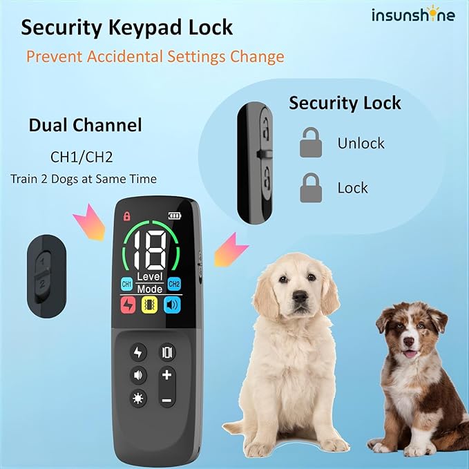 Dog Shock Collar - 3300Ft Dog Training Collar with Remote by IP67 Waterproof for 8-120LBS Small Medium Large Dogs, Rechargeable E-Collar with 3 Modes