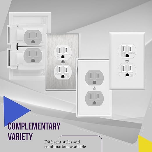 ENERLITES Duplex Receptacle, Tamper-Weather-Resistant, Residential Grade Outdoor Outlet, 15A 125V, Self-Grounding, 2-Pole, 3-Wire, 5-15R, UL Listed, 61580-TWR-W, White