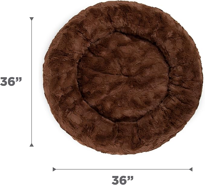 Best Friends by Sheri The Original Calming Donut Dog Bed – Washable Plush Pet Bed for Large Breeds up to 100 lbs, Lux Faux Fur, Dark Brown, Large (36" x 36")