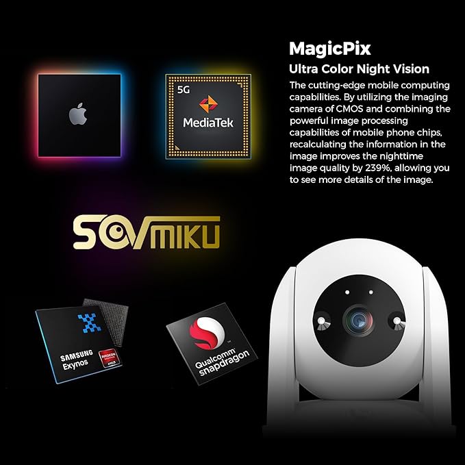 Sovmiku 2CB2 2k AI Tracking Security Camera for Home,Pet Camera Indoor, Baby Monitor,360ยฐ View Pan/Tilt Surveillance Camera, Two Way Audio,Night Vision,Easy to Setup,Audible Alarm,2.4GHz Wi-Fi,SD Slot