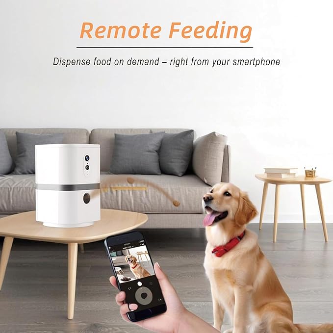 Petalk AI II Dog Camera with Auto Treat Dispenser, No Subscription Fee, 1080p HD, 180° Full-Room View 2-Way Audio, Night Vision, 2.4GHz WiFi Only