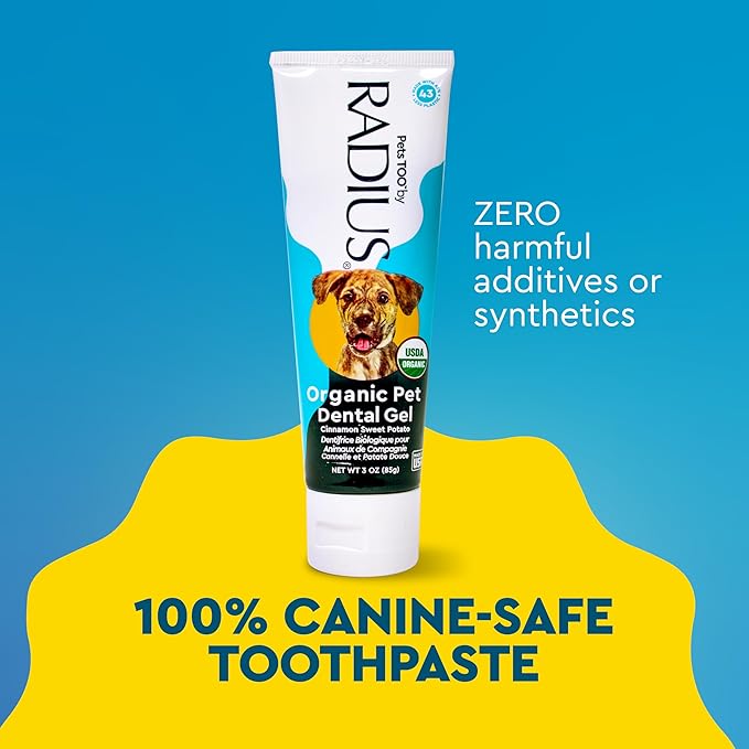 RADIUS USDA Organic Canine Pet Toothpaste 1 Unit, 3 oz, Non Toxic Toothpaste for Dogs, Designed to Clean Teeth and Help Prevent Tartar and Remove Plaque, Xylitol Free