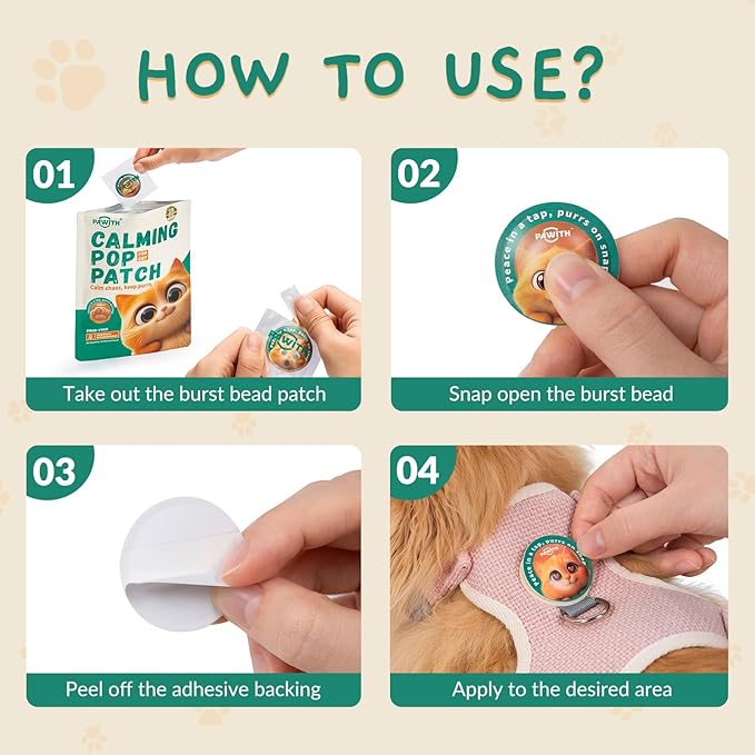 Cat Calming Diffuser – Pheromone Diffuser for Cats & Kittens to Reduce Anxiety and Stress-Related Behaviors, No Electricity Needed, Long-Lasting Enhanced Calming Aid (Pop Patch, 28 Count)