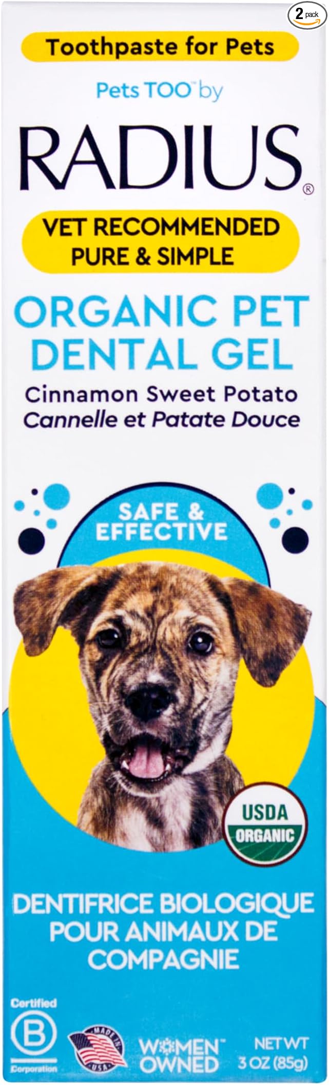 RADIUS USDA Organic Canine Pet Toothpaste 1 Unit, 3 oz, Non Toxic Toothpaste for Dogs, Designed to Clean Teeth and Help Prevent Tartar and Remove Plaque, Xylitol Free