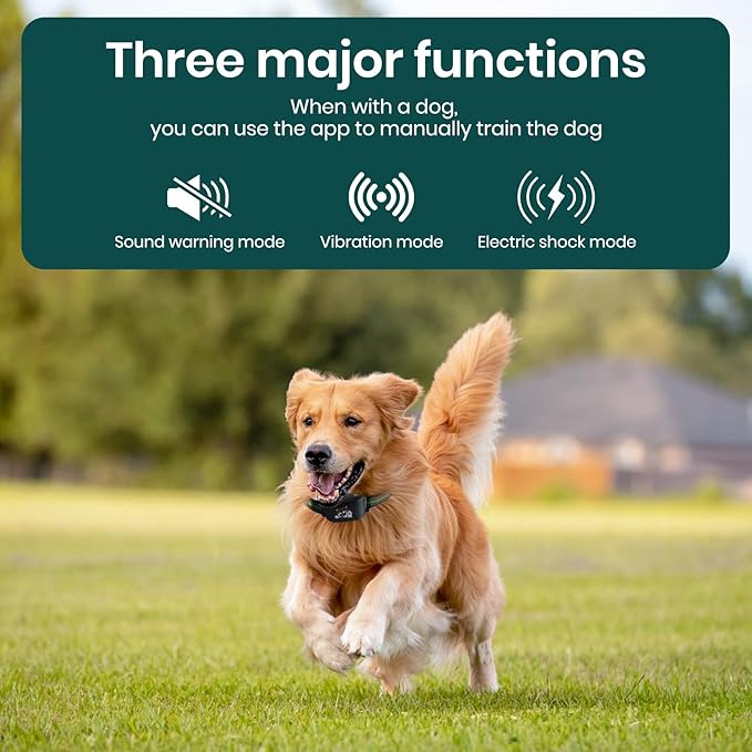 GPS Dog Electronic Fence, Wireless Training Collar- No Subscription Required, Customizable Boundaries via App 3280 FT, IPX7 Waterproof Rechargeable Collar, Smart Training Fence, Automatic Sleep/Wake