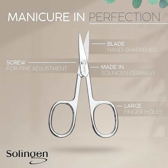 Manicure Set Solingen Made in Germany - 7 Piece Exclusive Finger & Toe Nail Clippers Kit for Women and Men in Vegan Leather Case, Color Carbon