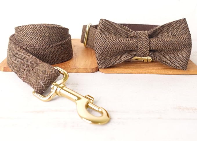 Polyester Personalized Dog Collar with Name and Phone Number, Customizable Laser-Engraved Collar with Metal Quick Release Buckle for Dogs (Coffee)