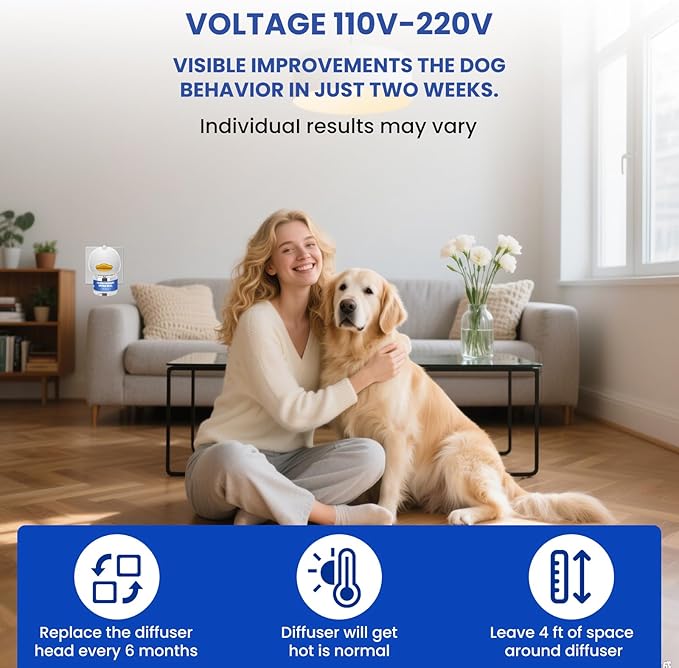 8 Pack Dog Calming Pheromones Diffuser Kit - 2 Plug-ins + 6 Refills (48mL Each) - 180 Day Supply for Anxiety, Aggression, Barking & Stress Relief in Dogs