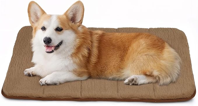 Dog Crate Pad for Medium Dogs - 30x20 Orthopedic Dog Bed with Memory Foam, Washable Water-Resistant Soft Pet Mat with Non-Slip Bottom, Khaki