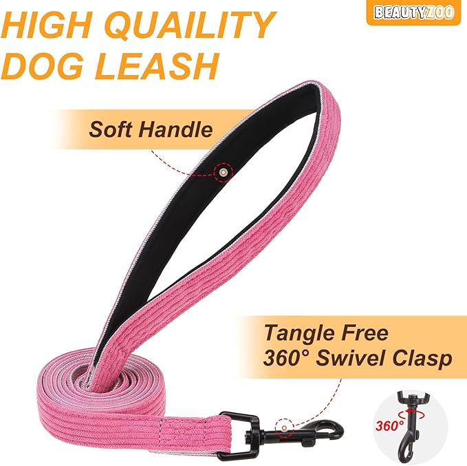 BEAUTYZOO No Pull Dog Harness Large, Adjustable Dog Harness and Leash Set -Easy Wearing with 3 Buckles/Control Handle,No Choke Soft Padded Reflective Pet Vest for Training Walking Hiking,Rose S