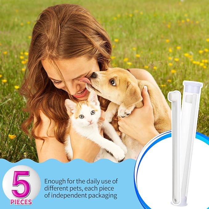 Newday Small Dog & Cat Toothbrush 5 Set, Micro Nano Bristles to Clean pet Teeth Toothbrushes, Puppy Dogs Pet Tooth Cleaning Kit with Storage Box(White