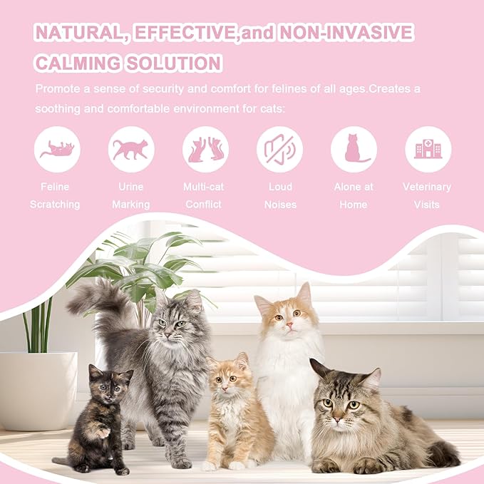 Cat Calming Diffuser, pheromone Diffuser Calming for Cats, Effectively relieves Stress, Calming Diffuser for Cats, Reduces The Fight Against Spraying and Scratches