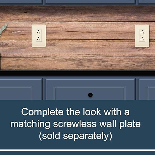 Legrand radiant 885TRLACC8 15 Amp Tamper Resistant Decorator Duplex Outlet, Side Wire or Push Wire, Light Almond (1 Count)