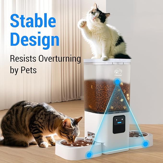 Automatic Cat Feeders 2 Cat with Slow Feed: 7L Dual Automatic Dog Feeder with 5G WiFi, Double Auto cat Food Dispenser for Multiple Pets, Detachable for Easy Clean - 29 Cup (ACF190W-B)
