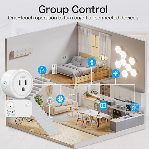 WiFi Smart Plug, Wireless Plugs Outlet Compatible with Alexa & Google Voice Assistant, App Controlled Outlet with Timer Function, 2.4GHz Only Wi-Fi Smart Socket, Smart Plug Timer for Home
