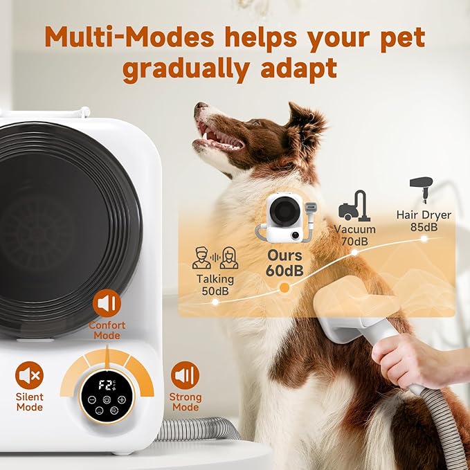 BONJELA Pet Grooming Vacuum & Dryer with 5 Dog Grooming Kit for Shedding Grooming, Dog Grooming Vacuum Cleaner