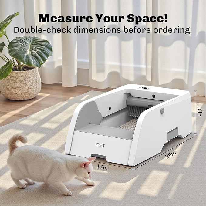 S6 Self Cleaning Litter Box, Upgraded Automatic Cat Litter Box Self Cleaning That Can Use Clumping Cat Litter, Open Design with Cats Taking to It Immediately, Anti Pinch and Odorless