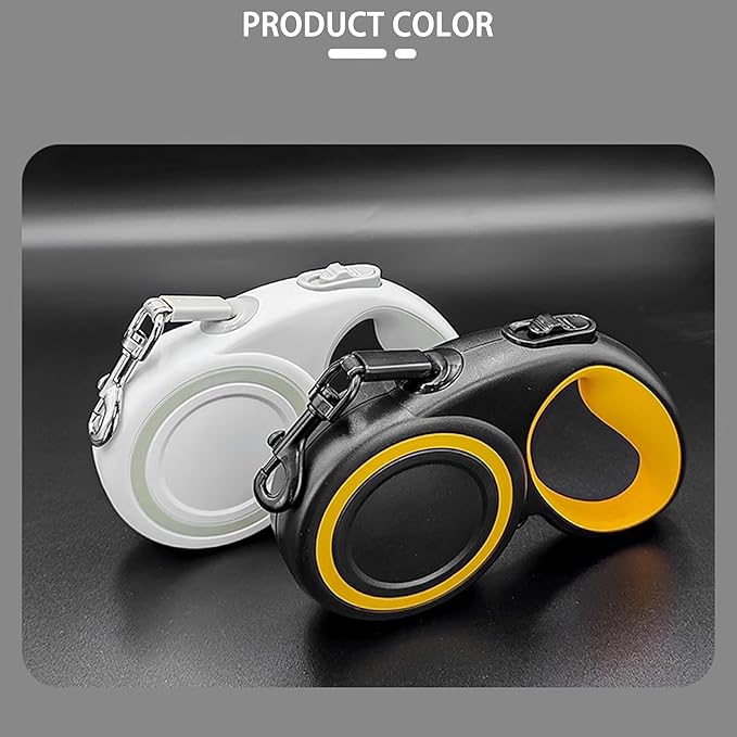 360° Tangle-Free Retractable Dog Leash, Heavy Duty Reflective Nylon Tape Lead 10 ft Long, up to 44lbs, One Touch Quick-Lock Braking System & Anti-Slip Handle (Black, Small)