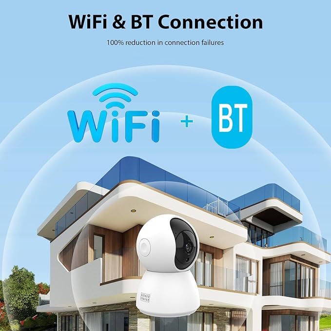 3MP Security Camera 2.4G WiFi Smart Indoor Monitoring Cam with Night Viewing 2-Way Audio Phone APP Remote Control Motion Detection for Pet Home Security Monitor Intelligent Alarm System