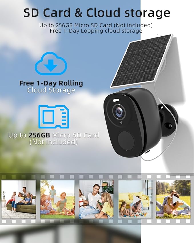 ELECCTV 2.4&5ghz WiFi Solar Security Cameras Wireless Outdoor,2K QHD Home Security System, 4 Cameras Kit with 130° Ultra-Wide View, 2-Way Talk, IP65,Color Night Vision, Spotlight & Siren (4, Black)