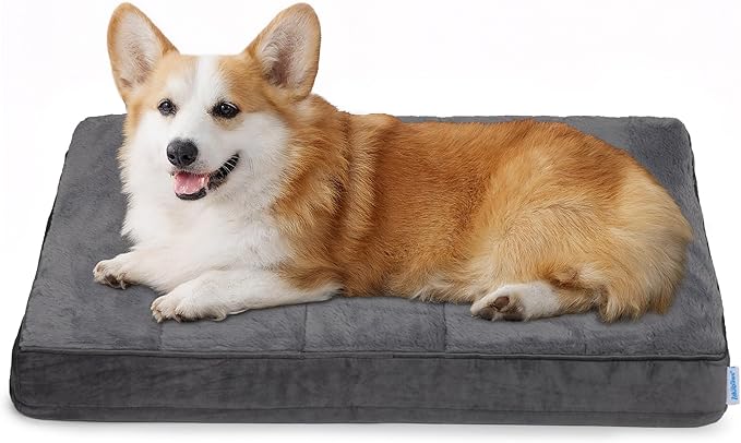 Dog Bed for Medium Dog - Orthopedic Pet Beds with Memory Foam, Waterproof Removable Washable Cover with Non-Slip Bottom, Grey, 30" L x 20" W x 3" H