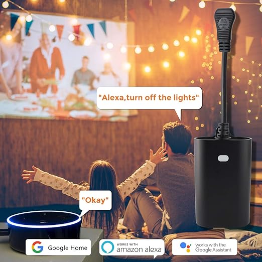 Eva Logjk Outdoor Smart Plug, 2.4G WiFi IP65 Waterproof Weather Resistant Plug-in with Alexa & Google Home, 2 Independent Outlets