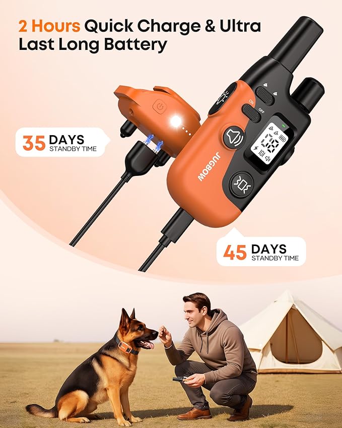 Jugbow Shock Collar for Dogs - 4200FT Dog Training Collar with Remote for 15-120lbs Medium Large Dog, with LED Light IPX8-Waterproof Rechargeable E-Collar with Beep (1-3), Vibration(1-3), Shock(0-16)