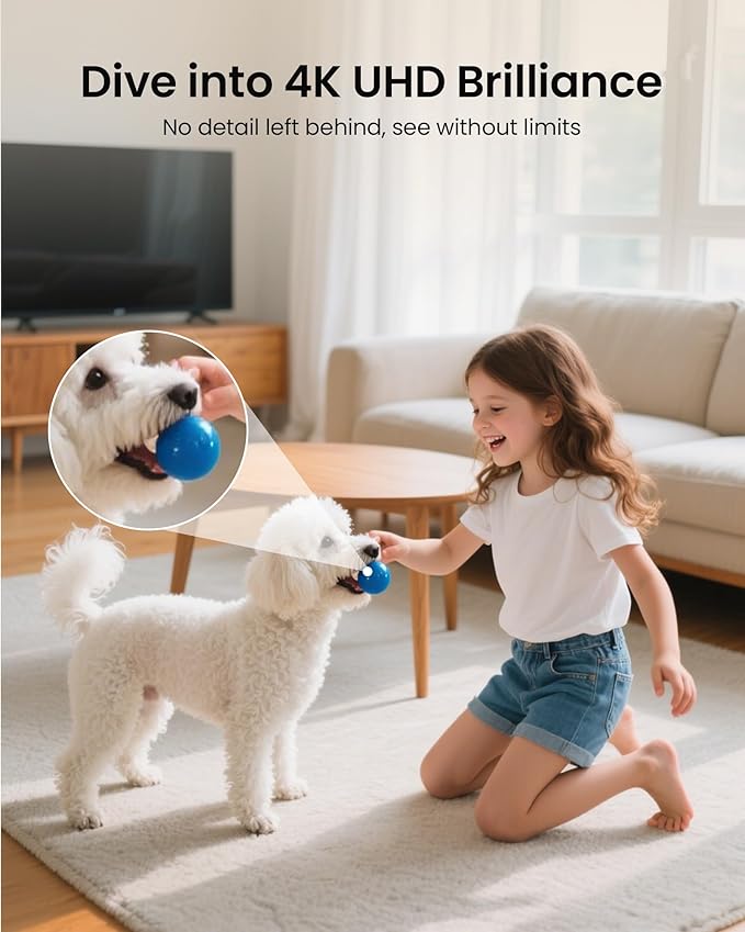 4K 8MP Indoor Security Camera with 64GB Memory Card, 5GHz/2.4GHz WiFi Camera, 360° Pan/Tilt IP Camera, Auto Tracking, AI Human/Face/Pet Detection, Night Vision, 2-Way Audio, One-Touch Call