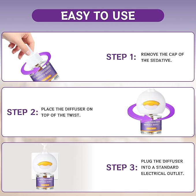 120-Day Cat Pheromone Calming Diffuser, Advanced Pheromone Diffuser for Cats, Relieve Anxiety, Help Reduce Fighting, Spraying & Scratching, Drug-Free & Odorless Safe Relaxation Solution, 2 Plug in