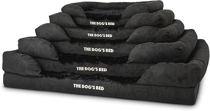The Dog’s Bed, Medium Black Faux Fur, Memory Foam, Pain Relief: Arthritis, Hip & Elbow Dysplasia, Post Surgery, Lameness, Supportive, Calming, Washable Cover, Veterinary Approved