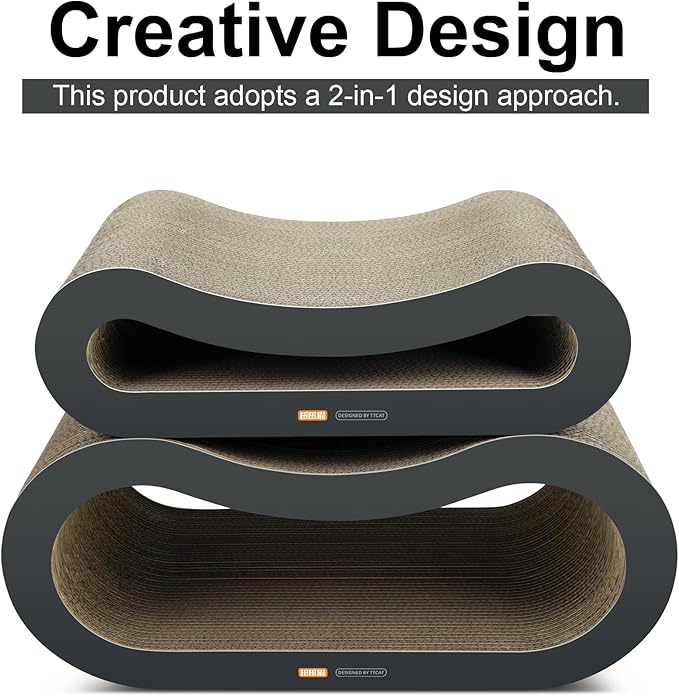 TTCAT Cat Scratch Pads,2 in 1 Corrugated Cardboard Cat Scratcher Lounge for Indoor Cats,Durable Cat Scratching Board Reversible for Furniture Protection.