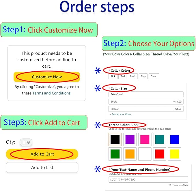 Personalized Reflective Dog Collars, Custom Glowing Luminous ID Collar Embroidered Name and Phone Number 4 Adjustable Sizes X-Small Small Medium Large for Boy and Girl Dogs (Fluorescent Glow)