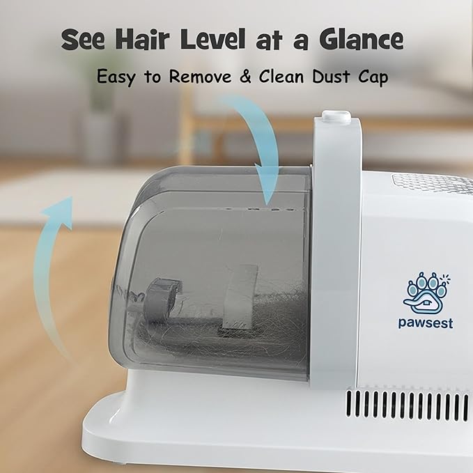 Dog Grooming Vacuum - Pet Hair Trimmer, Dog Hair Clippers and Nail Grinder with 7 Attachments - All-in-One Pet Grooming Kit with 3-Level Suction and Speed Settings with Temperature Control Protection