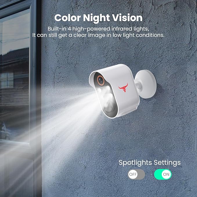 1080p Wireless Security Camera with AI Human Detection, Night Vision, 2-Way Talk, Cloud Storage, Rechargeable Battery Included, Battery Camera for Home Security, 2.4G WiFi