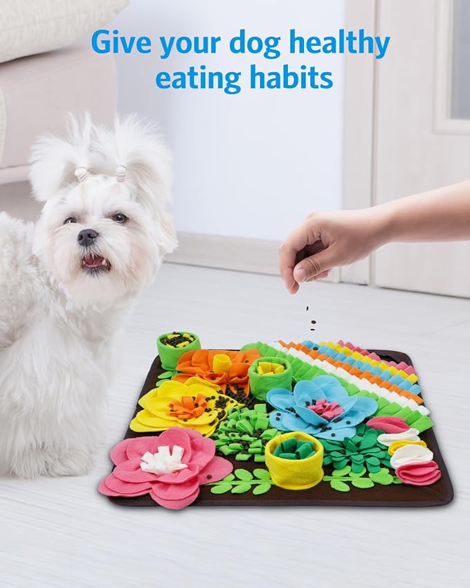 AMIR Snuffle Mat for Dogs, Sniff Mat Slow Feeding, Encourages Natural Foraging Skills, Slow Eating, Help Stress Relief and Training, Large Snuffle Mat, Dog Puzzle Toys, 20 inch Brown