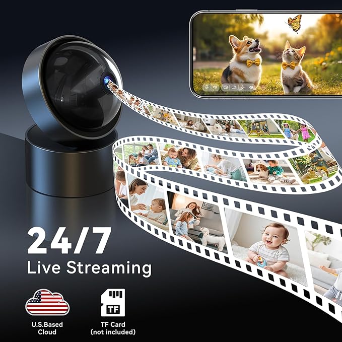 Indoor Camera - Security Camera Indoor 5G&2.4G WiFi Cameras for Home Security Instant 911 Alert, Pan/Tilt Baby Monitor/Dog/Pet Camera AI Motion Detection Night Vision, Speaker, US Cloud Storage 2Pack