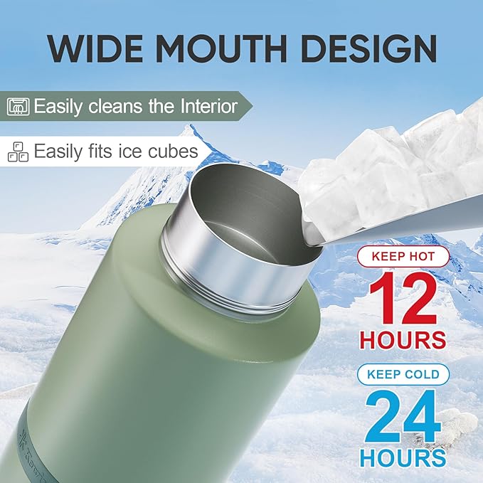 Insulated Dog Water Bottle with Travel Bowl, Dog Lover Gift, Portable Water Bottle Dispenser, Accessories for Car, Hiking, Camping, Outdoor, Leak-Proof, Detachable (Sage Green)