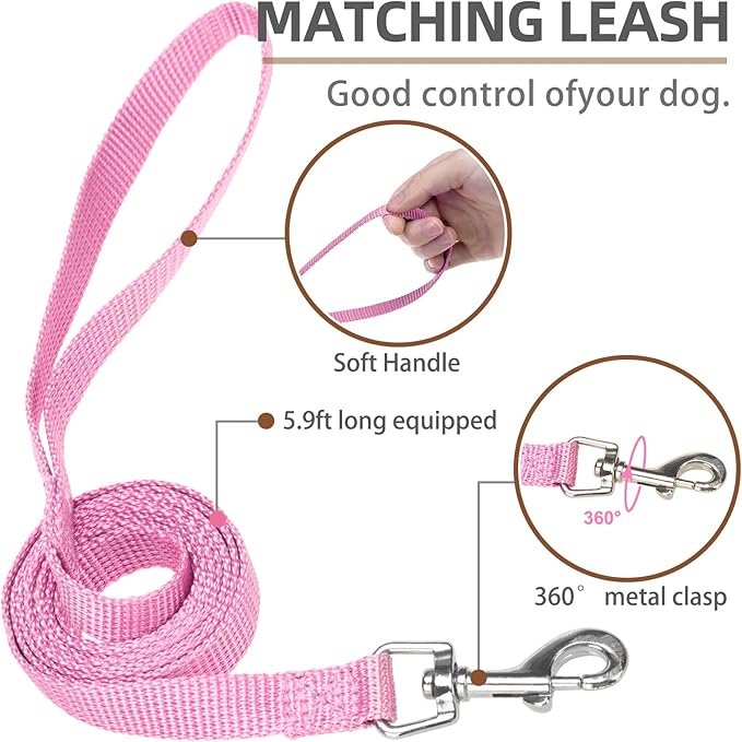 PUPTECK Soft Mesh Dog Harness and Leash Set Pet Puppy Cat Comfort Padded Vest No Pull Harnesses