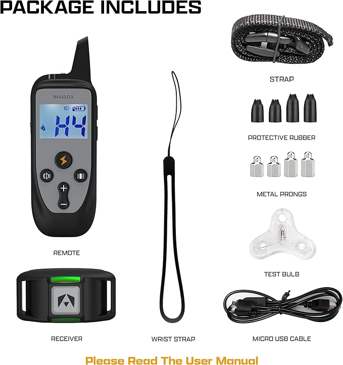 INVIROX 2026 Edition Dog Training Collar, 123 Levels for Reactive or Stubborn Dogs, 1100yd Long-Range E Collar, Waterproof Rechargeable System with Manual Bark Control for Large Dogs
