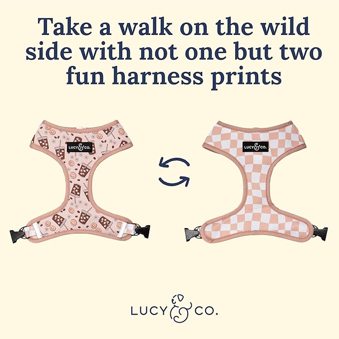 Lucy & Co. Cute Reversible Dog Harness Walking Halter - Best Designer Pet Harnesses for XS - XL Dogs - Padded Adjustable Vest for Easy Walking (Large, Merry & Bright)